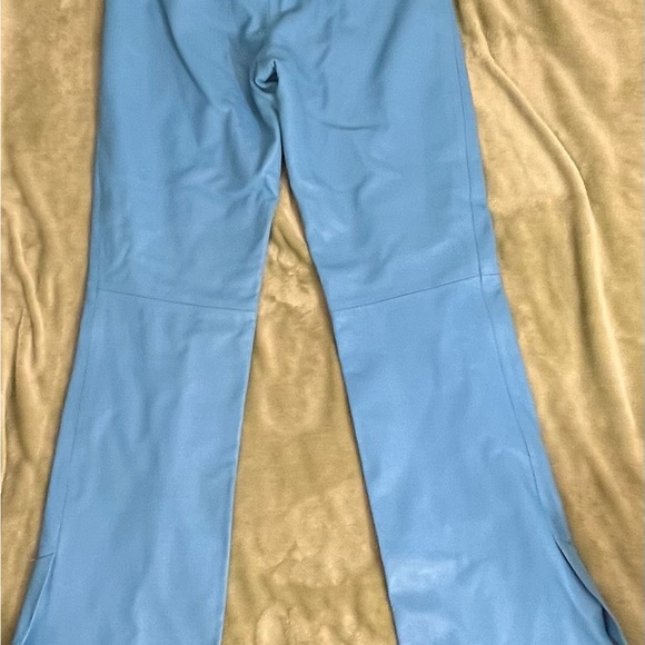 VINTAGE BLUE LEATHER ISABEL USA PANTS SLIGHT FLAIR LEGS W/SLITS. SIze 2 - Picture 9 of 14